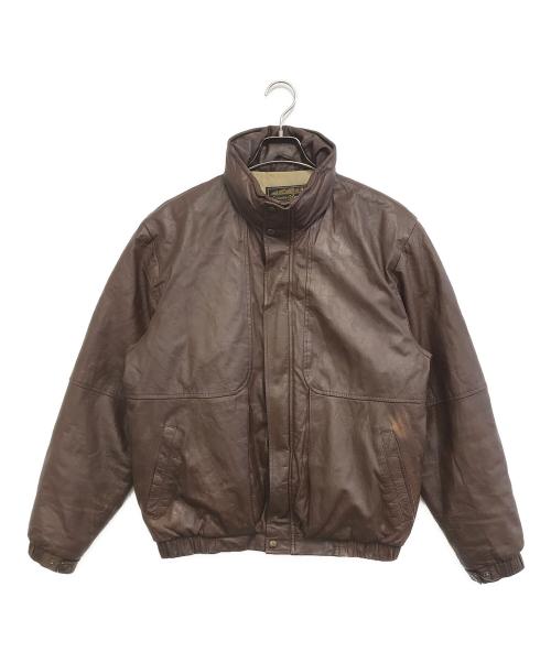 Eddie Bauer（エディーバウアー）Eddie Bauer (エディーバウアー) レザーダウンジャケット ブラウン サイズ:Mの古着・服飾アイテム