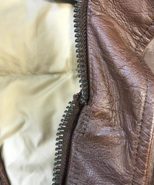 Eddie Bauer（エディーバウアー）Eddie Bauer (エディーバウアー) レザーダウンジャケット ブラウン サイズ:Mの古着・服飾アイテム
