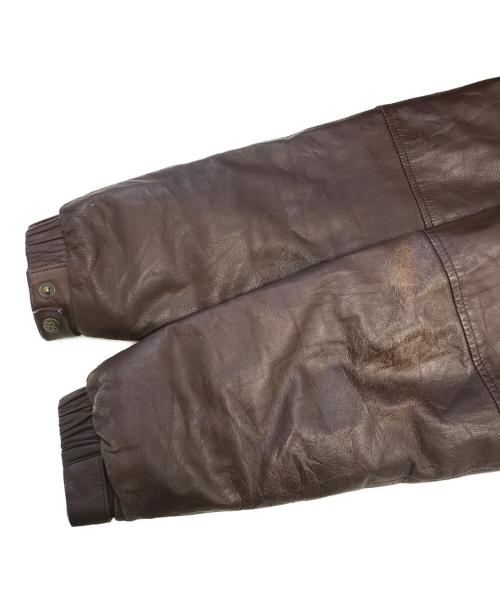 Eddie Bauer（エディーバウアー）Eddie Bauer (エディーバウアー) レザーダウンジャケット ブラウン サイズ:Mの古着・服飾アイテム