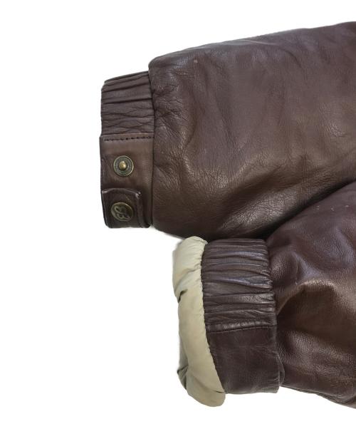 Eddie Bauer（エディーバウアー）Eddie Bauer (エディーバウアー) レザーダウンジャケット ブラウン サイズ:Mの古着・服飾アイテム