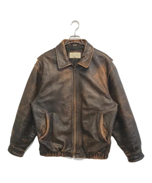 ST JOHN'S BAY（セントジョンズベイ）ST JOHN'S BAY (セントジョンズベイ) レザージャケット ブラウン サイズ:Lの古着・服飾アイテム