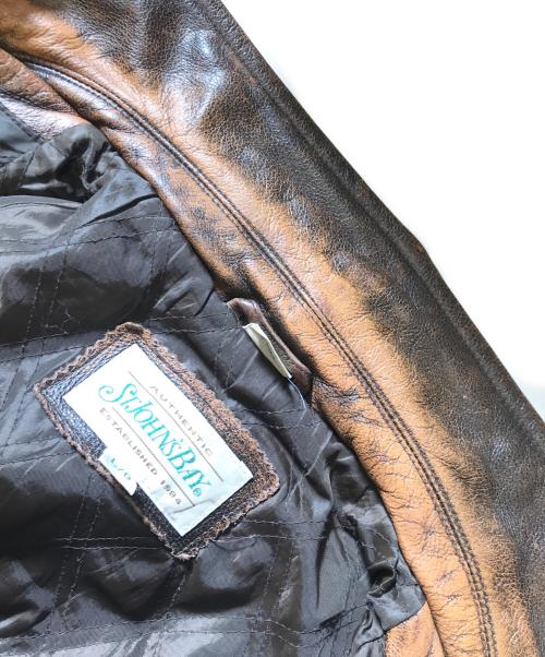 ST JOHN'S BAY（セントジョンズベイ）ST JOHN'S BAY (セントジョンズベイ) レザージャケット ブラウン サイズ:Lの古着・服飾アイテム