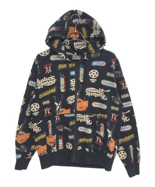 Hysteric Glamour（ヒステリックグラマー）Hysteric Glamour (ヒステリックグラマー) HYSTERIC CHAINSAW柄ジップパーカー ブラック サイズ:Lの古着・服飾アイテム