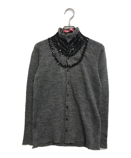 JUNYA WATANABE MAN PINK（ジュンヤワタナベマン ピンク）JUNYA WATANABE MAN PINK (ジュンヤワタナベマン ピンク) スパンコール装飾ニットカーディガン グレー サイズ:表記なしの古着・服飾アイテム