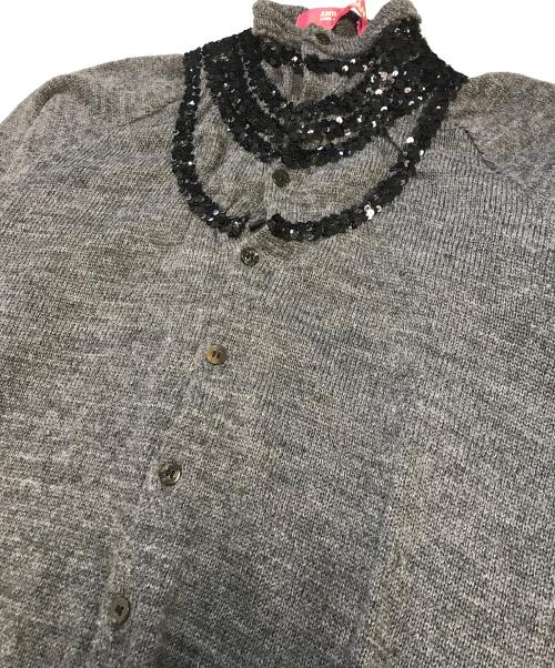 JUNYA WATANABE MAN PINK（ジュンヤワタナベマン ピンク）JUNYA WATANABE MAN PINK (ジュンヤワタナベマン ピンク) スパンコール装飾ニットカーディガン グレー サイズ:表記なしの古着・服飾アイテム