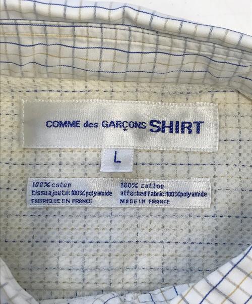 COMME des GARCONS SHIRT（コムデギャルソンシャツ）COMME des GARCONS SHIRT (コムデギャルソンシャツ) メッシュドッキングチェックシャツ ホワイト サイズ:Lの古着・服飾アイテム