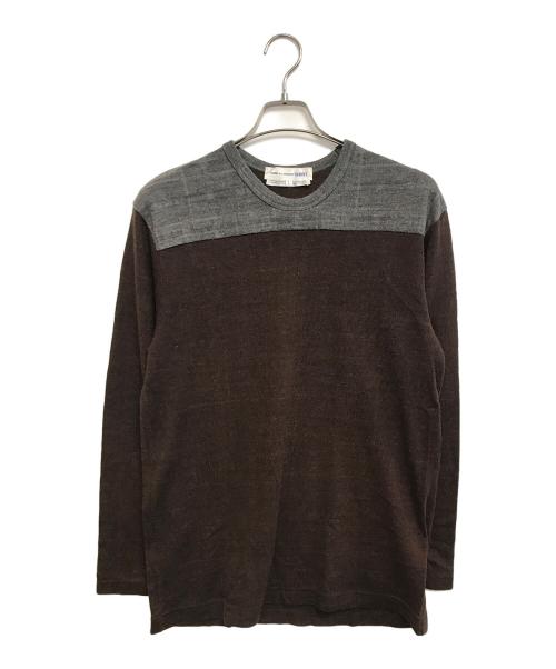 COMME des GARCONS SHIRT（コムデギャルソンシャツ）COMME des GARCONS SHIRT (コムデギャルソンシャツ) 切替ニット ブラウン サイズ:Lの古着・服飾アイテム