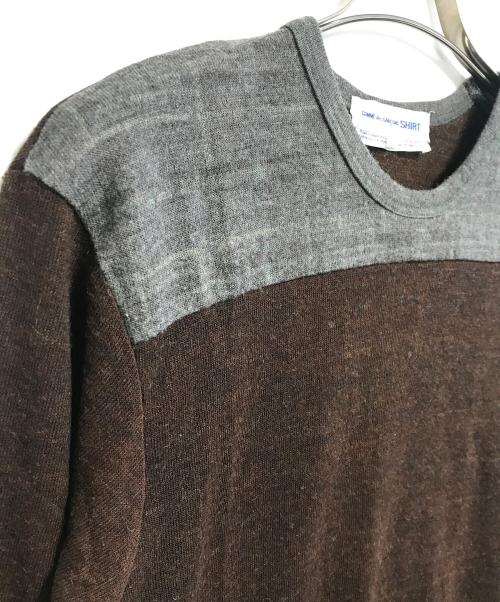 COMME des GARCONS SHIRT（コムデギャルソンシャツ）COMME des GARCONS SHIRT (コムデギャルソンシャツ) 切替ニット ブラウン サイズ:Lの古着・服飾アイテム
