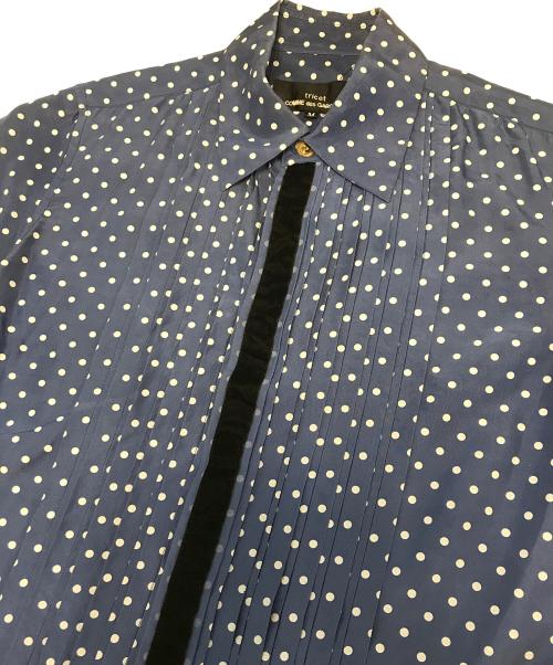 tricot COMME des GARCONS（トリココムデギャルソン）tricot COMME des GARCONS (トリココムデギャルソン) フロントプリーツドットシャツ ブルー サイズ:Mの古着・服飾アイテム