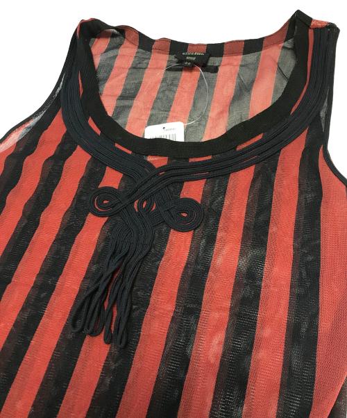 Jean Paul Gaultier homme（ジャンポールゴルチェオム）Jean Paul Gaultier homme (ジャンポールゴルチェオム) パワーネットストライプタンクトップ レッド サイズ:SIZE 48の古着・服飾アイテム