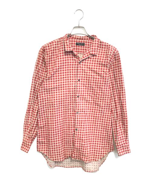 COMME des GARCONS HOMME PLUS（コムデギャルソンオムプリュス）COMME des GARCONS HOMME PLUS (コムデギャルソンオムプリュス) 開襟プリントチェックシャツ レッド サイズ:表記なしの古着・服飾アイテム