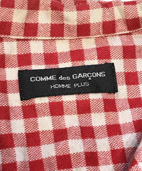 COMME des GARCONS HOMME PLUS（コムデギャルソンオムプリュス）COMME des GARCONS HOMME PLUS (コムデギャルソンオムプリュス) 開襟プリントチェックシャツ レッド サイズ:表記なしの古着・服飾アイテム