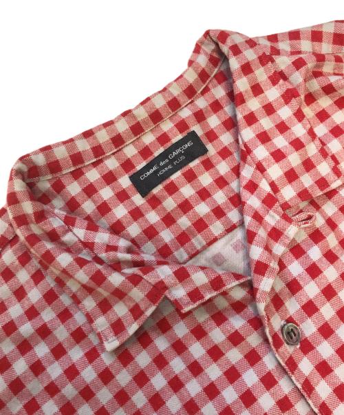 COMME des GARCONS HOMME PLUS（コムデギャルソンオムプリュス）COMME des GARCONS HOMME PLUS (コムデギャルソンオムプリュス) 開襟プリントチェックシャツ レッド サイズ:表記なしの古着・服飾アイテム