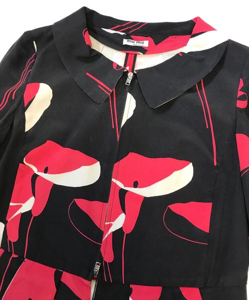 MIU MIU（ミュウミュウ）MIU MIU (ミュウミュウ) ジップアップフリルジャケット ブラック サイズ:36の古着・服飾アイテム