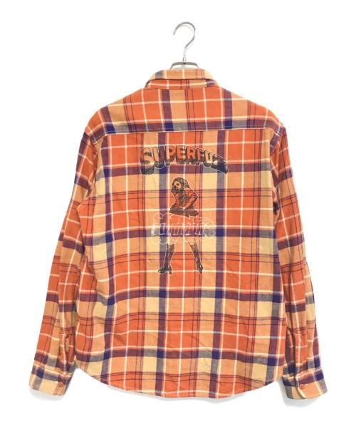 Hysteric Glamour（ヒステリックグラマー）Hysteric Glamour (ヒステリックグラマー) SUPER FUZZ刺繍チェックシャツ オレンジ サイズ:XLの古着・服飾アイテム