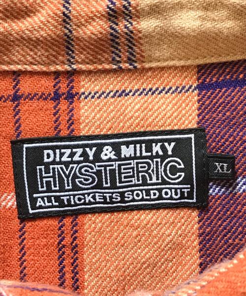 Hysteric Glamour（ヒステリックグラマー）Hysteric Glamour (ヒステリックグラマー) SUPER FUZZ刺繍チェックシャツ オレンジ サイズ:XLの古着・服飾アイテム