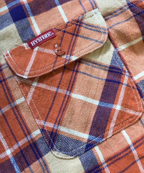 Hysteric Glamour（ヒステリックグラマー）Hysteric Glamour (ヒステリックグラマー) SUPER FUZZ刺繍チェックシャツ オレンジ サイズ:XLの古着・服飾アイテム