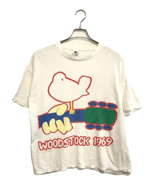 バンドTシャツ（バンドTシャツ）バンドTシャツ (バンドTシャツ) 90s WOODSTOCK(ウッドストック)プリントTシャツ ホワイト サイズ:XLの古着・服飾アイテム