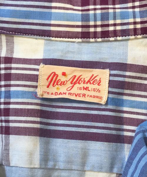 NEWYORKER（ニューヨーカー）NEWYORKER (ニューヨーカー) 半袖シャツ ブルー×ブラウン サイズ:Ｌの古着・服飾アイテム