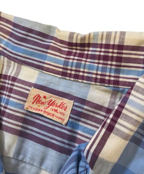 NEWYORKER（ニューヨーカー）NEWYORKER (ニューヨーカー) 半袖シャツ ブルー×ブラウン サイズ:Ｌの古着・服飾アイテム