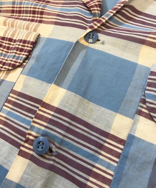 NEWYORKER（ニューヨーカー）NEWYORKER (ニューヨーカー) 半袖シャツ ブルー×ブラウン サイズ:Ｌの古着・服飾アイテム