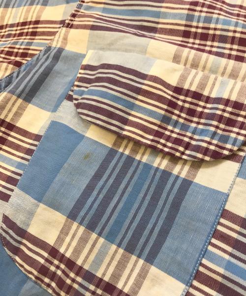 NEWYORKER（ニューヨーカー）NEWYORKER (ニューヨーカー) 半袖シャツ ブルー×ブラウン サイズ:Ｌの古着・服飾アイテム