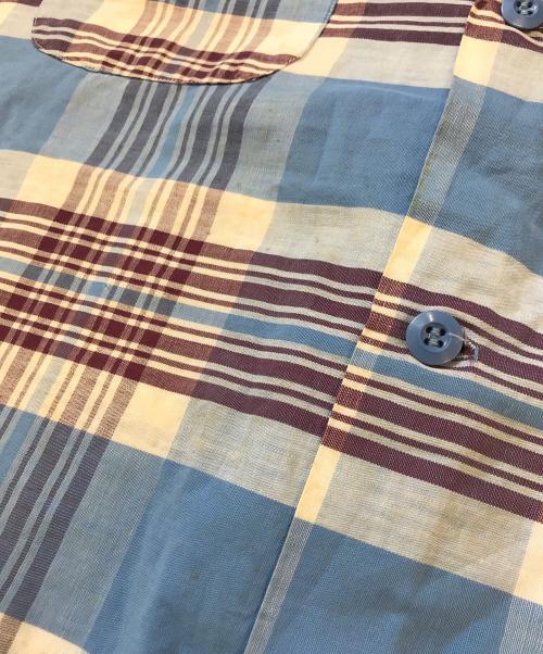 NEWYORKER（ニューヨーカー）NEWYORKER (ニューヨーカー) 半袖シャツ ブルー×ブラウン サイズ:Ｌの古着・服飾アイテム