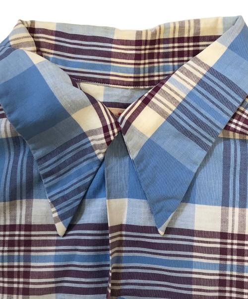 NEWYORKER（ニューヨーカー）NEWYORKER (ニューヨーカー) 半袖シャツ ブルー×ブラウン サイズ:Ｌの古着・服飾アイテム