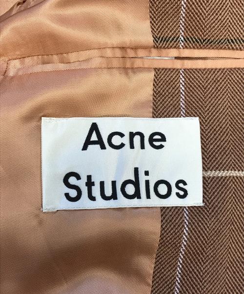 Acne studios（アクネ ストゥディオズ）ACNE STUDIOS (アクネ ストゥディオズ) 2Bチェックテーラードジャケット ブラウン サイズ:34の古着・服飾アイテム