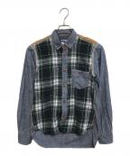 COMME des GARCONS JUNYA WATANABE MANコム デ ギャルソン ジュンヤ ワタナベ マン）の古着「異素材切替シャツ」｜グリーン×ブルー