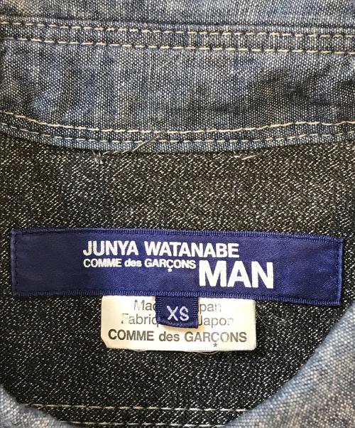 COMME des GARCONS JUNYA WATANABE MAN（コム デ ギャルソン ジュンヤ ワタナベ マン）COMME des GARCONS JUNYA WATANABE MAN (コム デ ギャルソン ジュンヤ ワタナベ マン) 異素材切替シャツ グリーン×ブルー サイズ:XSの古着・服飾アイテム