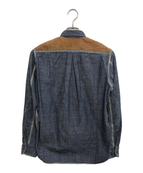 COMME des GARCONS JUNYA WATANABE MAN（コム デ ギャルソン ジュンヤ ワタナベ マン）COMME des GARCONS JUNYA WATANABE MAN (コム デ ギャルソン ジュンヤ ワタナベ マン) 異素材切替シャツ グリーン×ブルー サイズ:XSの古着・服飾アイテム