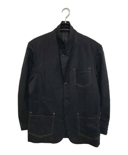COMME des GARCONS HOMME PLUS（コムデギャルソンオムプリュス）COMME des GARCONS HOMME PLUS (コムデギャルソンオムプリュス) ポリ縮絨ステッチテーラードジャケット ブラック サイズ:Mの古着・服飾アイテム
