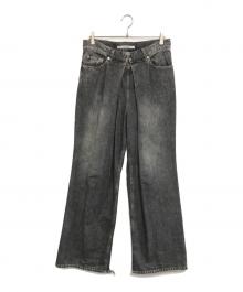 JOHN LAWRENCE SULLIVAN（ジョン ローレンス サリバン）の古着「WASHED DENIM WIDE PANTS」｜ブラック