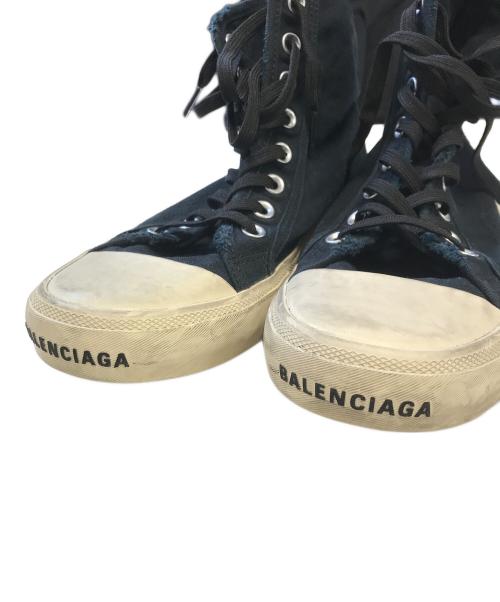 BALENCIAGA（バレンシアガ）BALENCIAGA (バレンシアガ) 加工ハイカットスニーカー ネイビー サイズ:27cmの古着・服飾アイテム
