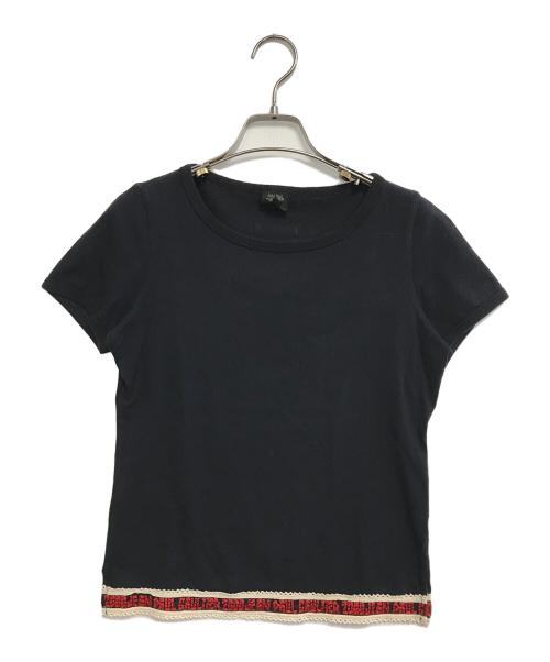 Jean Paul Gaultier FEMME（ジャンポールゴルチエ フェム）Jean Paul Gaultier FEMME (ジャンポールゴルチエ フェム) 裾ロゴTシャツ ネイビー サイズ:40の古着・服飾アイテム
