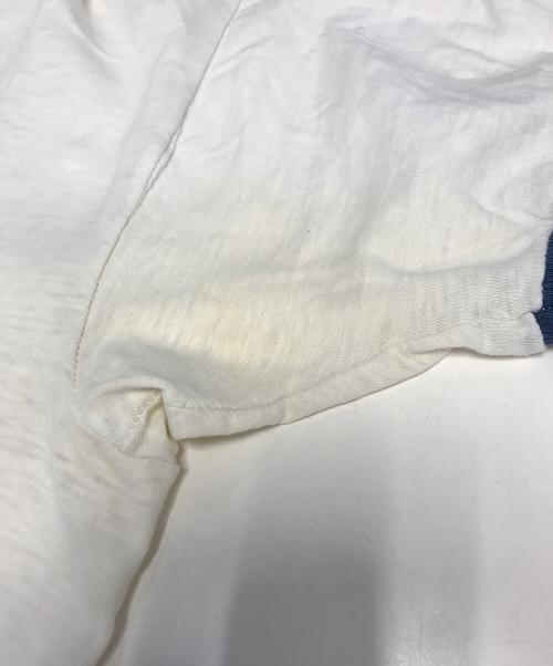 VINTAGE（）VINTAGE (ヴィンテージ) 染み込みプリントリンガーTシャツ ホワイト×ブルー サイズ:表記なしの古着・服飾アイテム