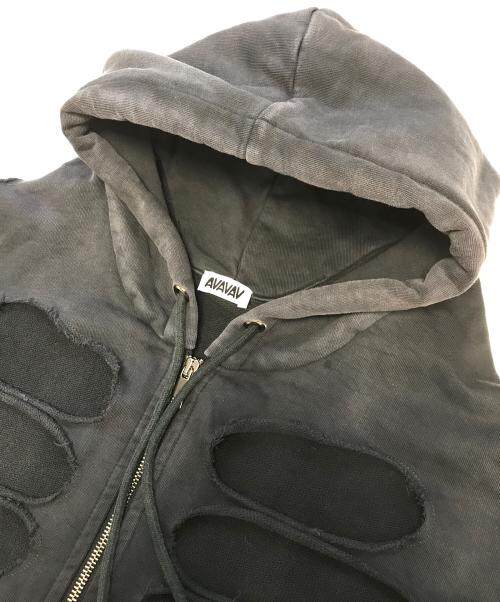 Avavav（アヴァヴァヴ）Avavav (アヴァヴァヴ) カットアウトジップパーカー ブラック サイズ:Mの古着・服飾アイテム