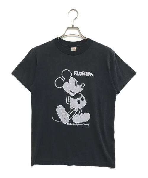 キャラクターTシャツ（キャラクターTシャツ）キャラクターTシャツ (キャラクターTシャツ) 80~90s Disney(ディズニー) キャラクターTシャツ ブラック サイズ:LARGEの古着・服飾アイテム