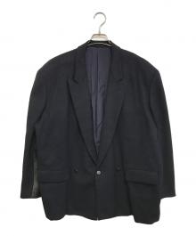 COMME des GARCONS HOMME PLUS（コムデギャルソンオムプリュス）の古着「レザー切替テーラードジャケット」｜ネイビー