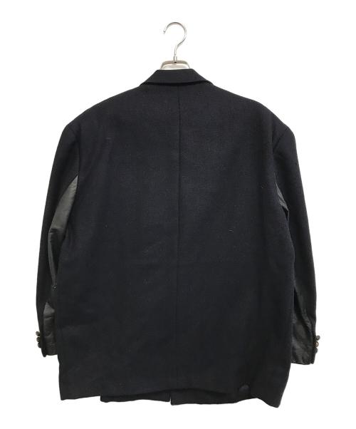 COMME des GARCONS HOMME PLUS（コムデギャルソンオムプリュス）COMME des GARCONS HOMME PLUS (コムデギャルソンオムプリュス) レザー切替テーラードジャケット ネイビー サイズ:Mの古着・服飾アイテム