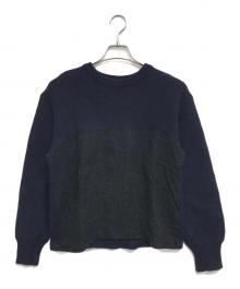 COMME des GARCONS HOMME PLUS（コムデギャルソンオムプリュス）の古着「切替ニット」｜ネイビー