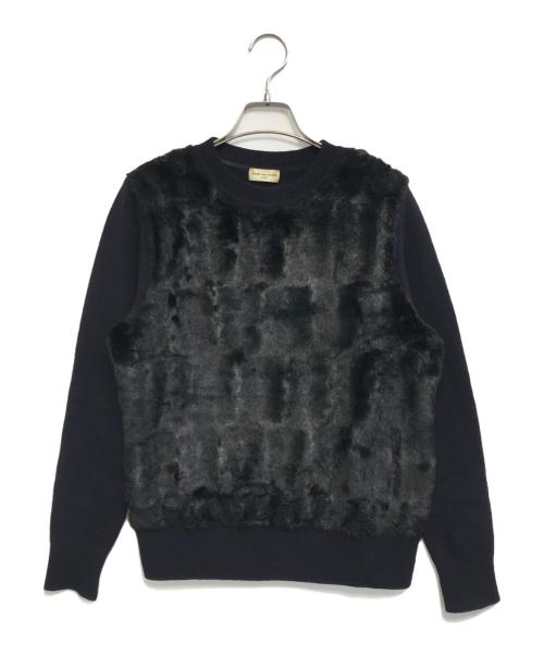 DRIES VAN NOTEN（ドリスヴァンノッテン）DRIES VAN NOTEN (ドリスヴァンノッテン) 切替ニット ネイビー サイズ:Smallの古着・服飾アイテム