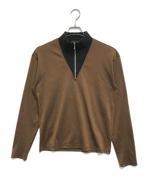 JUNIOR GAULTIER（ジュニアゴルチエ）JUNIOR GAULTIER (ジュニアゴルチエ) ハーフジップL/Sカットソー ブラウン サイズ:48の古着・服飾アイテム