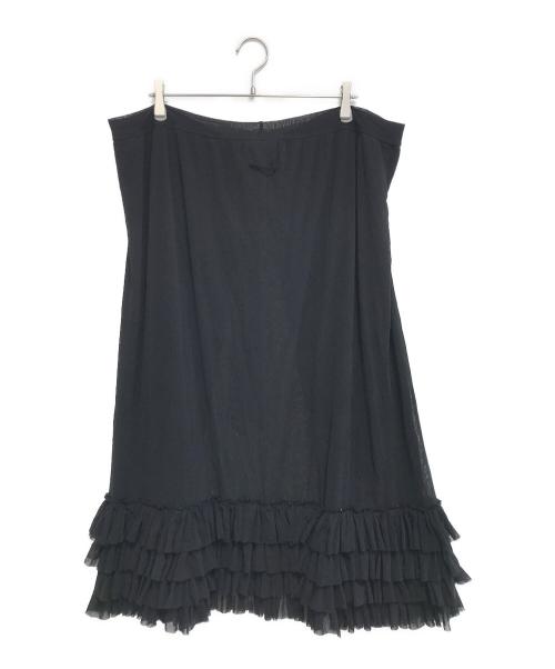 Jean Paul GAULTIER SOLEIL（ジャンポールゴルチェ ソレイユ）Jean Paul GAULTIER SOLEIL (ジャンポールゴルチェ ソレイユ) 裾ギャザーフリルパワーネットラップスカート ブラック サイズ:Mの古着・服飾アイテム