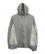 sacaiサカイ）の古着「Nylon Twill Hoodie Sponge Sweat」｜グレー