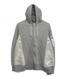 sacai（サカイ）の古着「Nylon Twill Hoodie Sponge Sweat」｜グレー