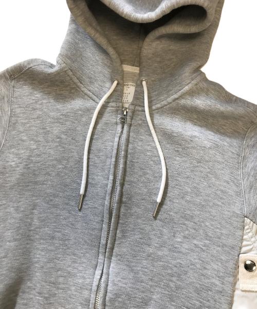 sacai（サカイ）sacai (サカイ) Nylon Twill Hoodie Sponge Sweat グレー サイズ:SIZE3の古着・服飾アイテム