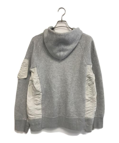 sacai（サカイ）sacai (サカイ) Nylon Twill Hoodie Sponge Sweat グレー サイズ:SIZE3の古着・服飾アイテム