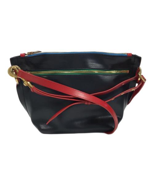 sacai（サカイ）sacai (サカイ) trapezoid wallet shoulder bag ネイビー×レッドの古着・服飾アイテム